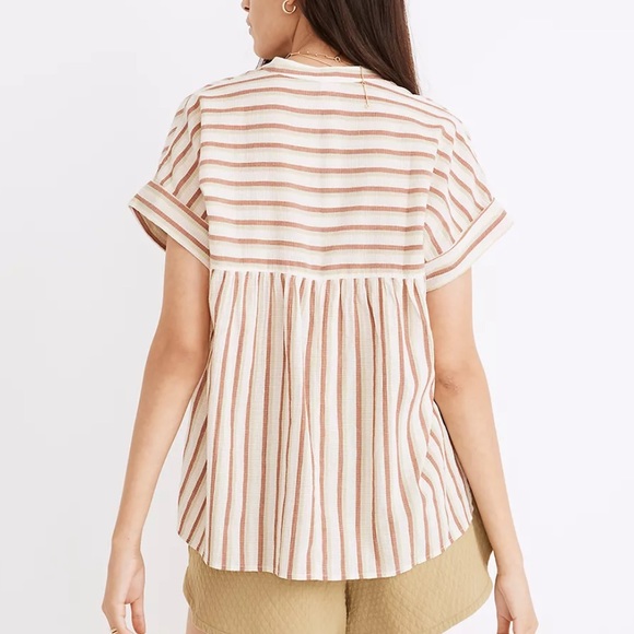 NWT Crinkle Cotton Lakeline Popover Shirt in Stripe - Size Large - Picture 3 of 10